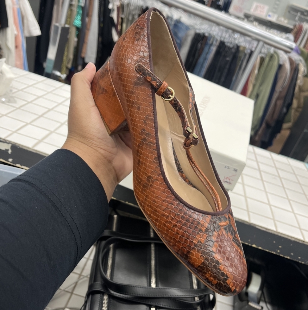Ulla Johnson Lucy Orange Snakeskin Heels - Picture 9 of 9